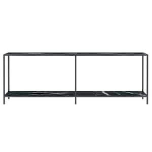 vidaXL Tavolo Consolle Nero 220x35x75,5 cm in Vetro Temperato