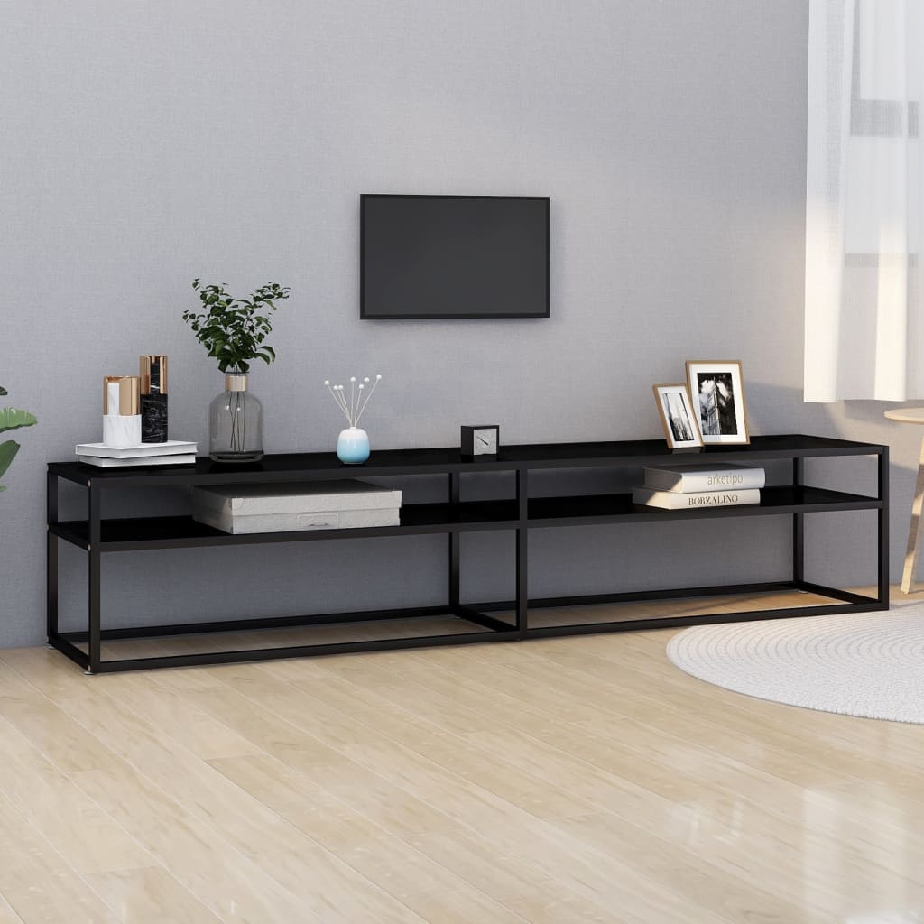 TV stolek černý 200 x 40 x 40,5 cm tvrzené sklo