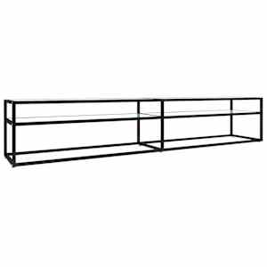 TV stolek bílý mramor 220 x 40 x 40,5 cm tvrzené sklo - obrázek 2