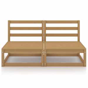 vidaXL Sof&aacute; de jard&iacute;n de 2 plazas marr&oacute;n miel madera maciza de pino