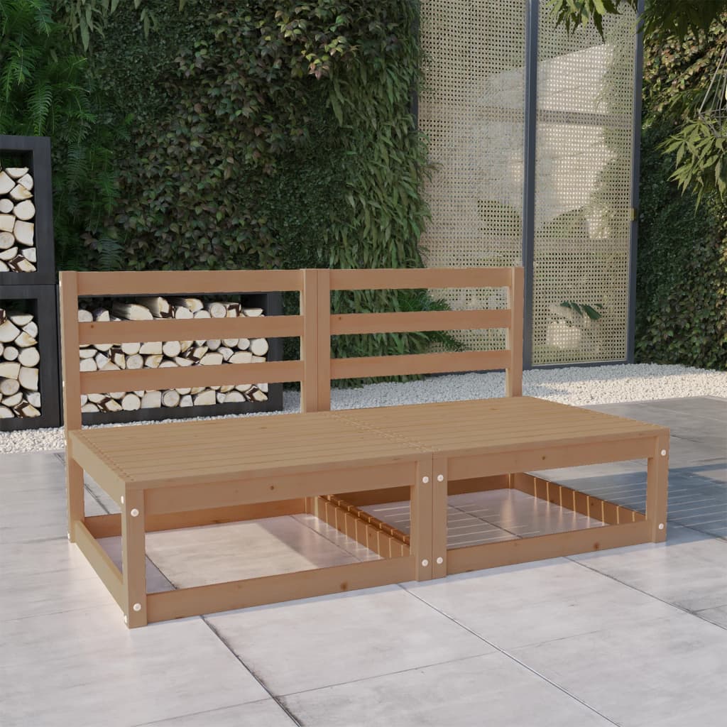 vidaXL 2-osobowa sofa ogrodowa, miodowy brz, lite drewno sosnowe