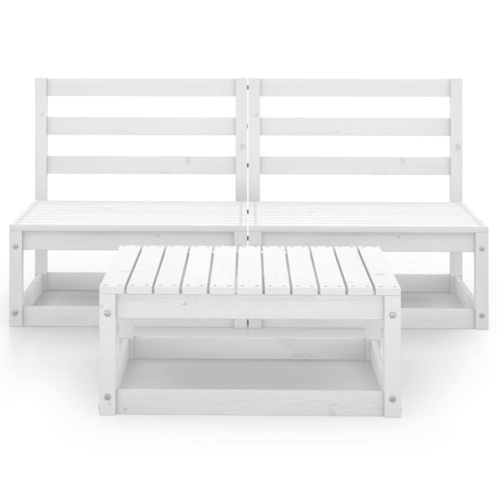 

vidaXL 3-delige Loungeset massief grenenhout wit