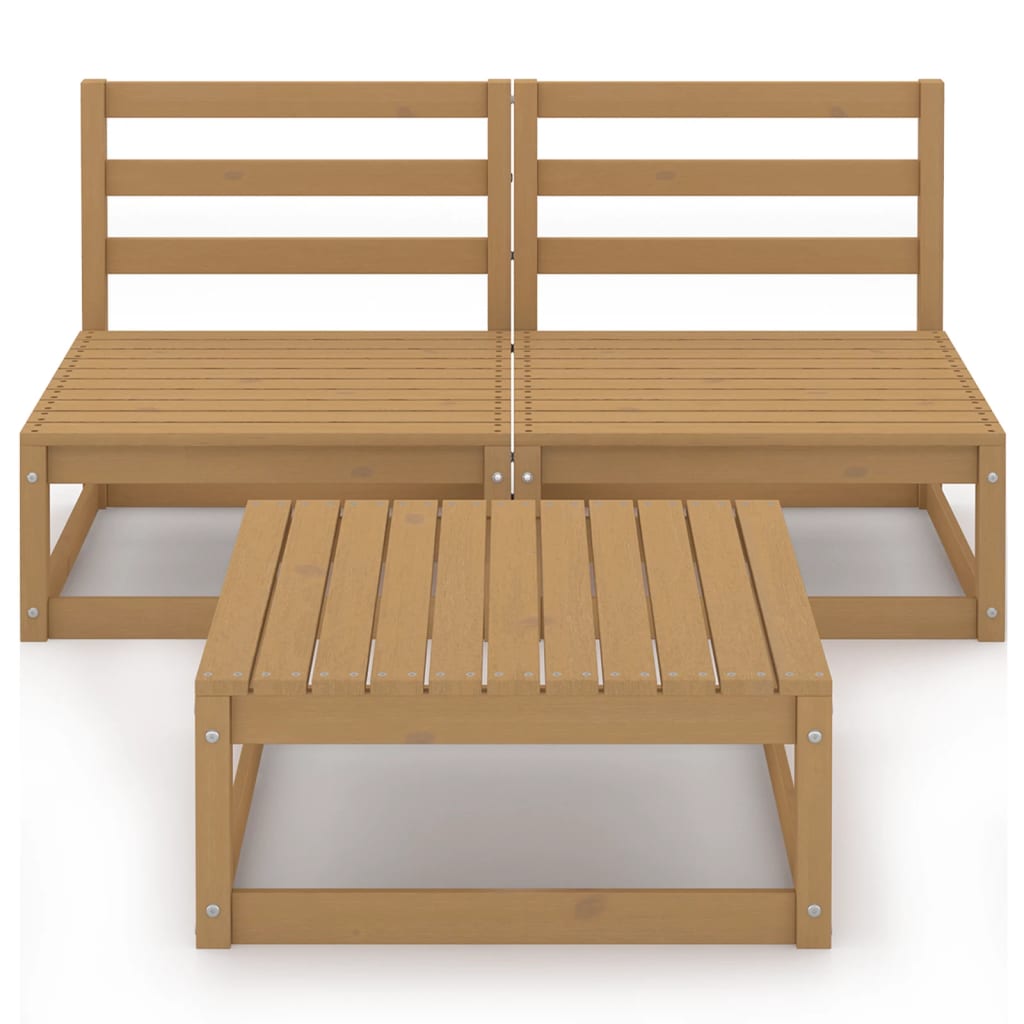 

vidaXL 3-delige Loungeset massief grenenhout honingbruin