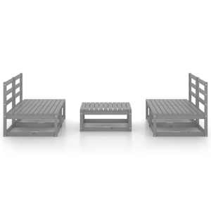 vidaXL Sodo poilsio baldų komplektas, 5 dalių, pilkas, pu&scaron;ies masyvas