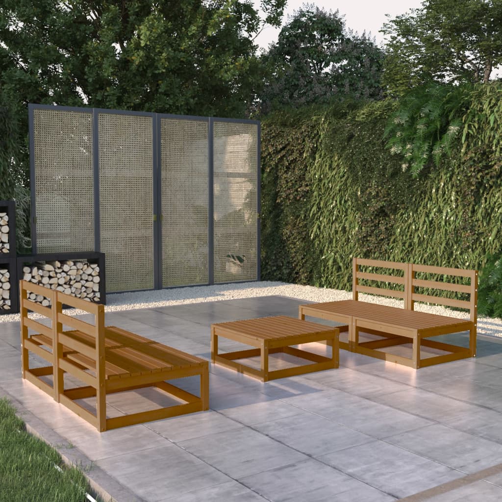 5-tlg. Garten-Lounge-Set Honigbraun Massivholz Kiefer kaufen