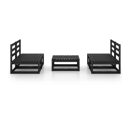 vidaXL Salon de jardin 5 pcs noir bois de pin massif