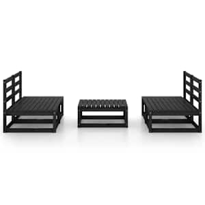 vidaXL Salon de jardin 5 pcs noir bois de pin massif