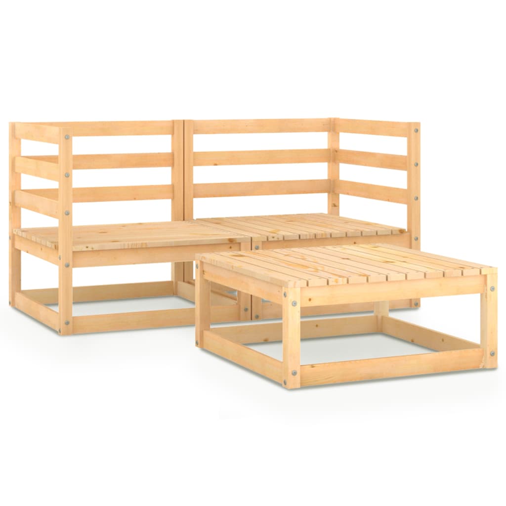 Poza vidaXL Set mobilier de gradina, 3 piese, lemn masiv de pin