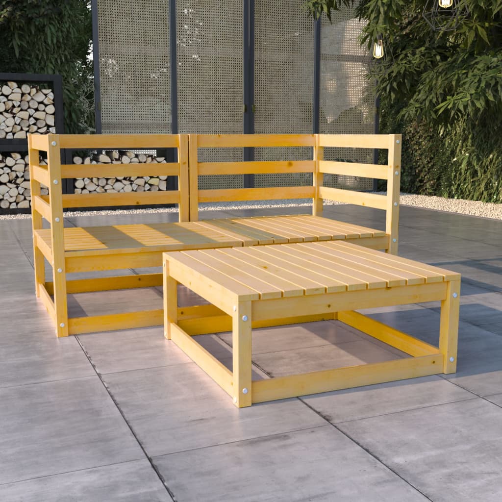 vidaXL 3-tlg. Garten-Lounge-Set Massivholz Kiefer