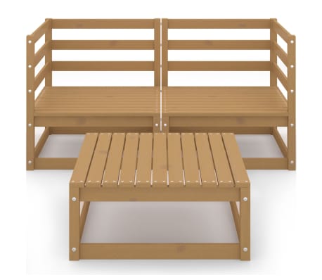vidaXL Set mobilier de grădină, 3 piese, maro miere, lemn masiv de pin