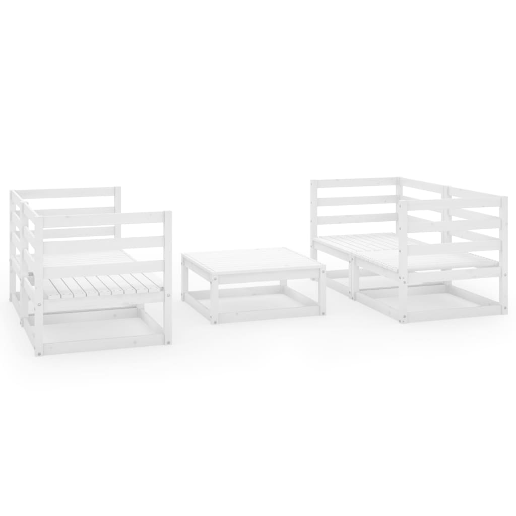 Poza vidaXL Set mobilier de gradina, 5 piese, alb, lemn masiv de pin