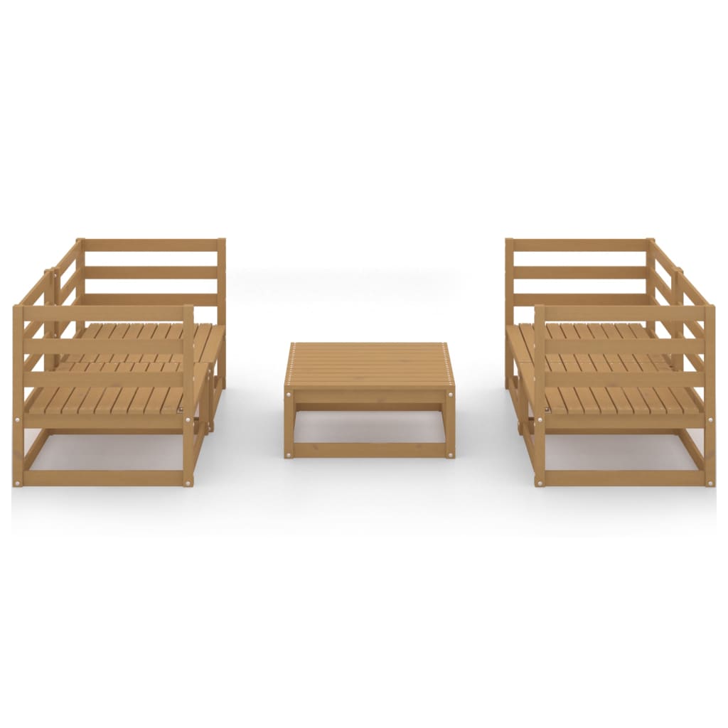 

vidaXL 5-delige Loungeset massief grenenhout honingbruin
