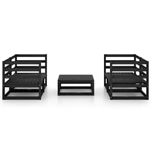 vidaXL Sodo poilsio baldų komplektas, 5 dalių, juodas, pu&scaron;ies masyvas