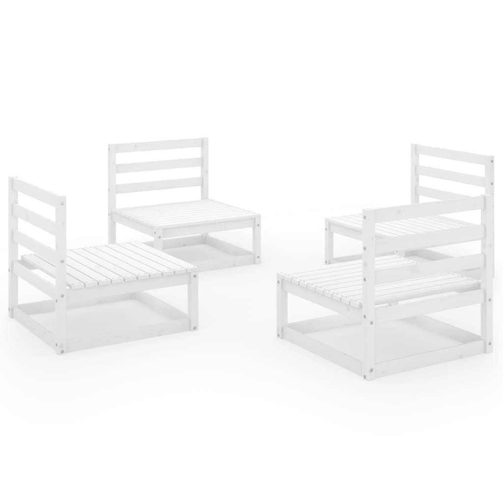 Poza vidaXL Set mobilier de gradina, 4 piese, alb, lemn masiv de pin