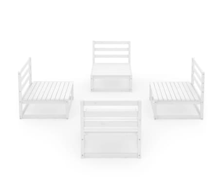 vidaXL 4-tlg. Garten-Lounge-Set Wei&szlig; Massivholz Kiefer