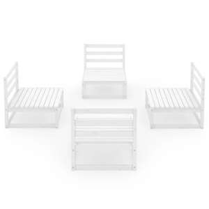 vidaXL 4-tlg. Garten-Lounge-Set Wei&szlig; Massivholz Kiefer