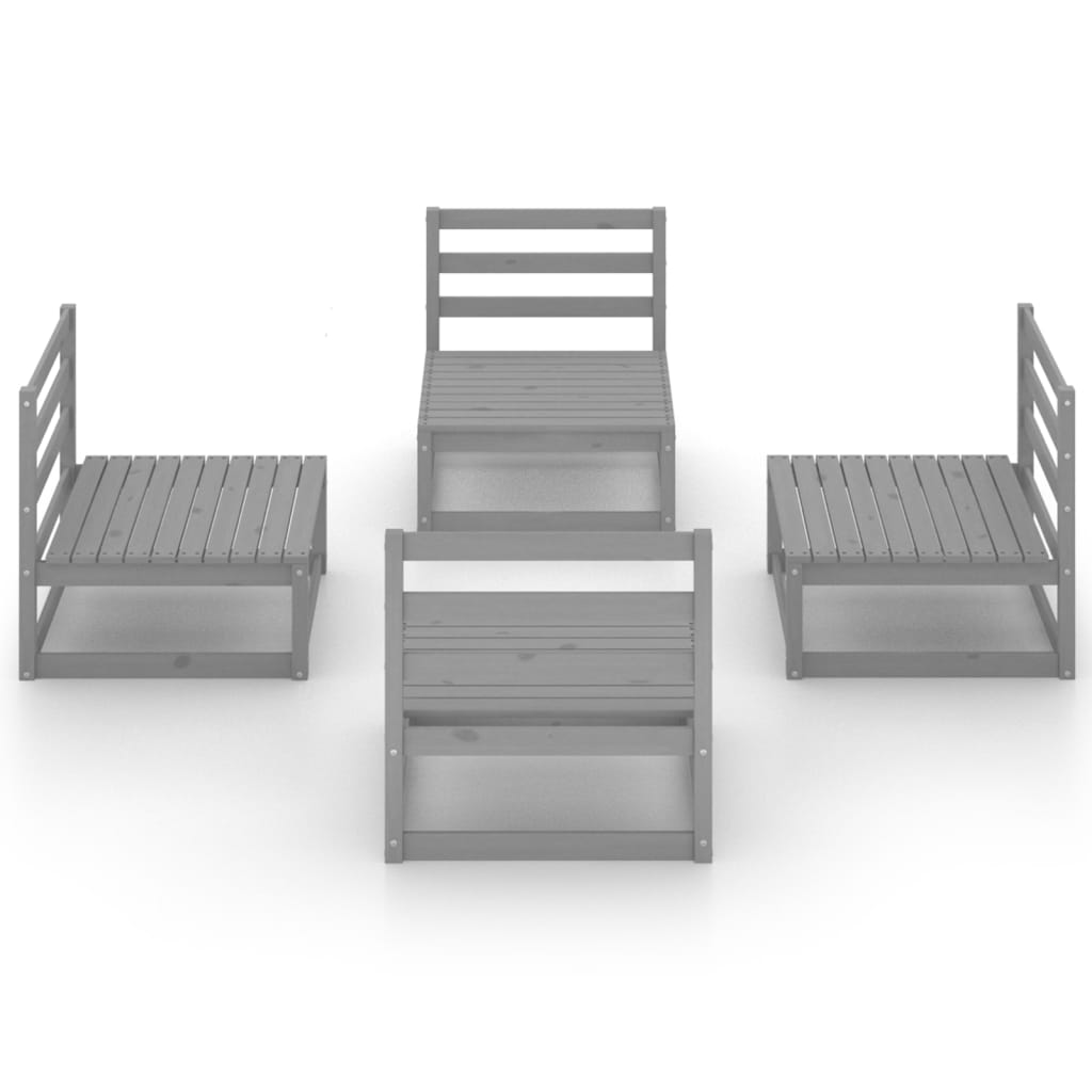 

vidaXL 4-delige Loungeset massief grenenhout grijs