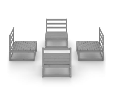 vidaXL Sodo poilsio baldų komplektas, 4 dalių, pilkas, pu&scaron;ies masyvas