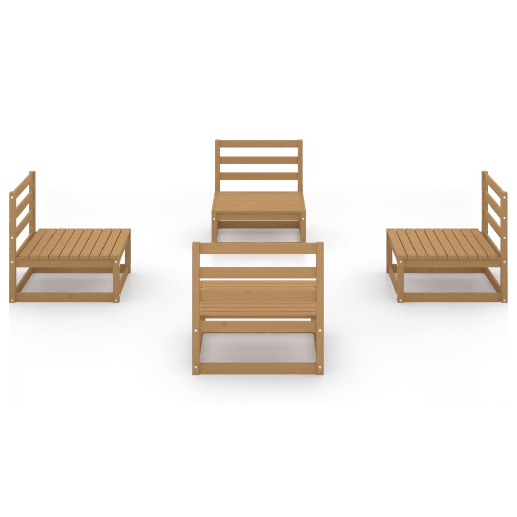 vidaXL 4-delige Loungeset massief grenenhout honingbruin afbeelding