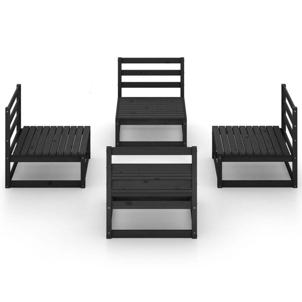 vidaXL 4-delige Loungeset massief grenenhout zwart afbeelding