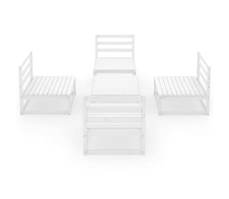 vidaXL Salon de jardin 5 pcs Blanc Bois de pin massif