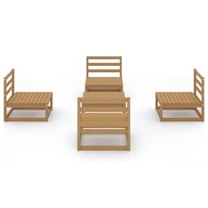 vidaXL Sodo poilsio baldų komplektas, 5 dalių, medaus rudas, pu&scaron;is