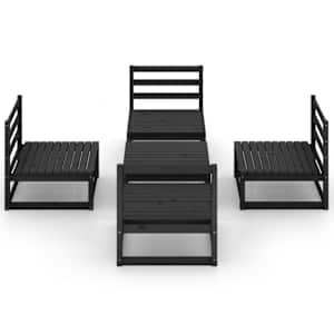 vidaXL Salon de jardin 5 pcs noir bois de pin massif