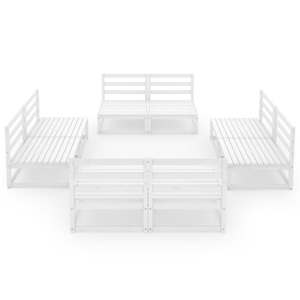 vidaXL Sodo poilsio baldų komplektas, 8 dalių, baltas, pu&scaron;ies masyvas
