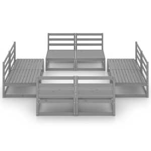 vidaXL Sodo poilsio baldų komplektas, 8 dalių, pilkas, pu&scaron;ies masyvas