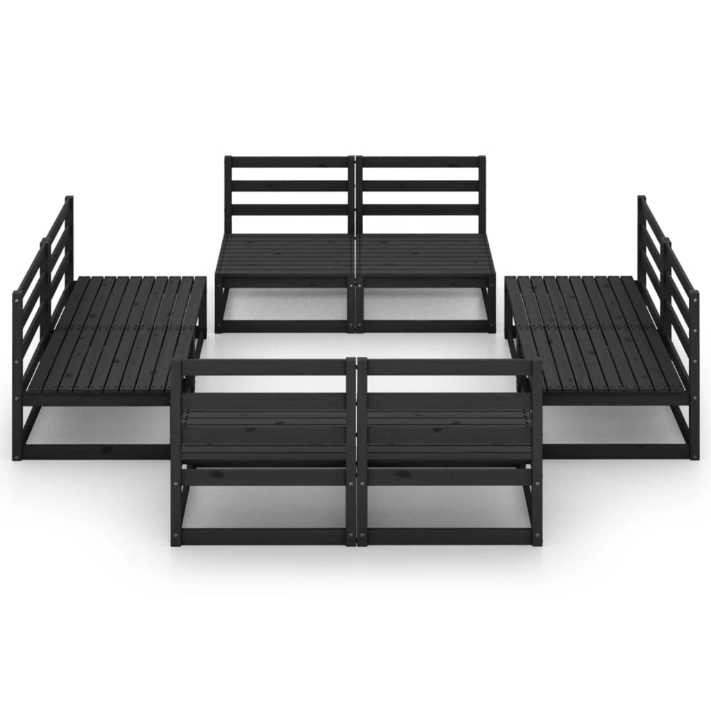 

vidaXL 8-delige Loungeset massief grenenhout zwart