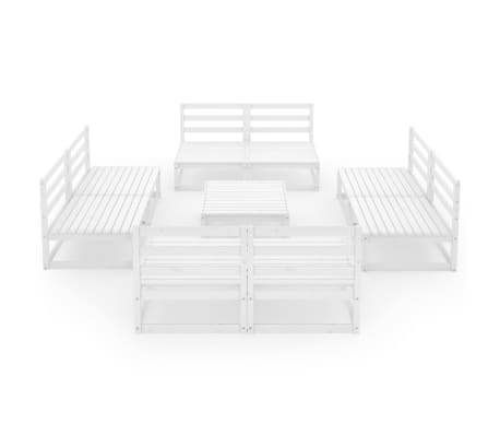 vidaXL Sodo poilsio baldų komplektas, 9 dalių, baltas, pu&scaron;ies masyvas