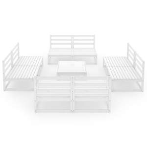 vidaXL Sodo poilsio baldų komplektas, 9 dalių, baltas, pu&scaron;ies masyvas
