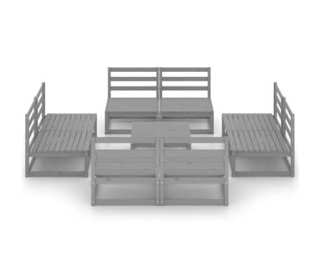vidaXL Set Divani da Giardino 9 pz Grigio in Legno Massello di Pino
