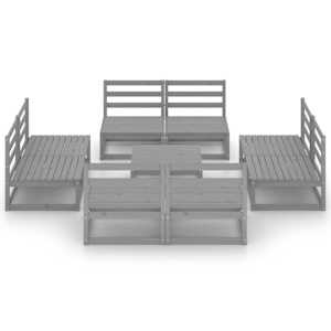 vidaXL Set Divani da Giardino 9 pz Grigio in Legno Massello di Pino