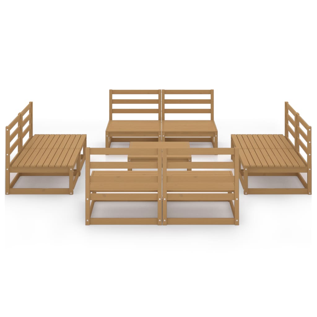 

vidaXL 9-delige Loungeset massief grenenhout honingbruin