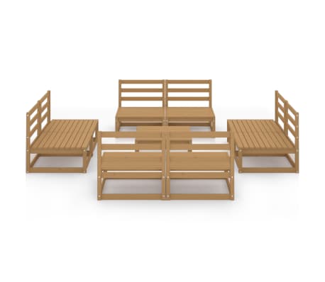 vidaXL Sodo poilsio baldų komplektas, 9 dalių, medaus rudas, pu&scaron;is