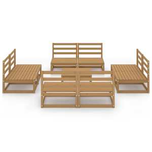 vidaXL Sodo poilsio baldų komplektas, 9 dalių, medaus rudas, pu&scaron;is