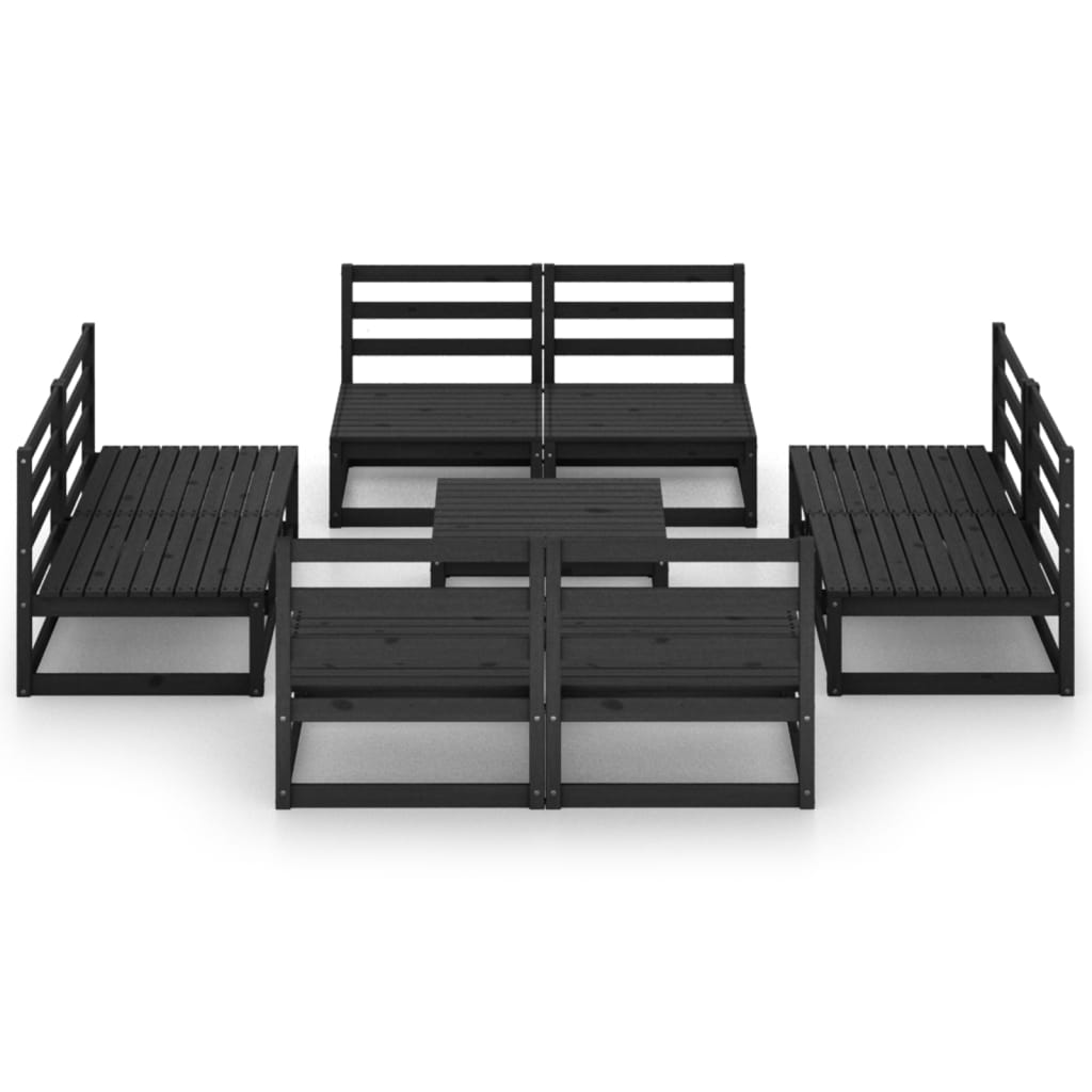 

vidaXL 9-delige Loungeset massief grenenhout zwart