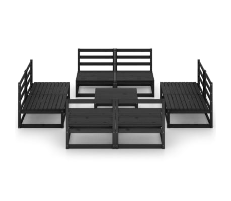 vidaXL 9-delige Loungeset massief grenenhout zwart
