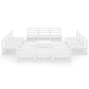 vidaXL Sodo poilsio komplektas, 13 dalių, baltas, pu&scaron;ies masyvas