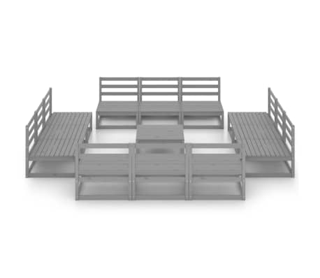 vidaXL Sodo poilsio baldų komplektas, 13 d., pilkas, pu&scaron;ies masyvas