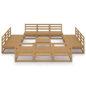 vidaXL Sodo poilsio baldų komplektas, 13 dalių, medaus rudas, pu&scaron;is