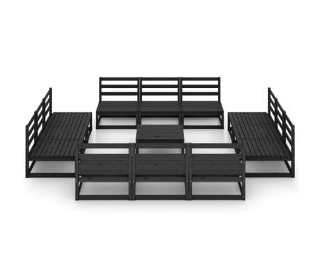 vidaXL Salon de jardin 13 pcs noir bois de pin massif
