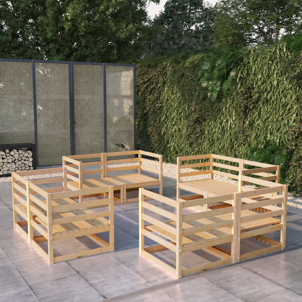 vidaXL Set mobilier de grădină, 8 piese, lemn masiv de pin vidaXL