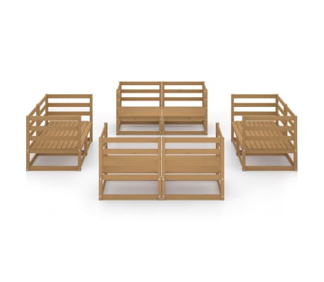 vidaXL 8-cz. zestaw wypoczynkowy do ogrodu, miodowy brąz, sosnowy