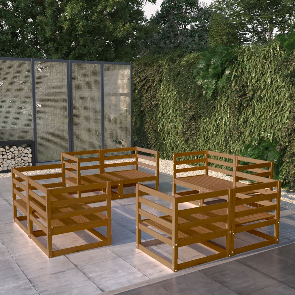 8-tlg. Garten-Lounge-Set Honigbraun Massivholz Kiefer kaufen