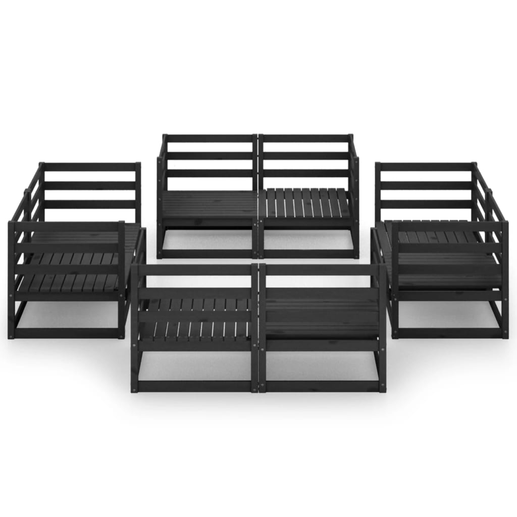 vidaXL 8-tlg. Garten-Lounge-Set Schwarz Massivholz Kiefer