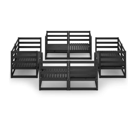 vidaXL 8-tlg. Garten-Lounge-Set Schwarz Massivholz Kiefer