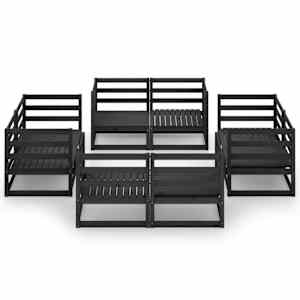 vidaXL Sodo poilsio baldų komplektas, 8 dalių, juodas, pu&scaron;ies masyvas