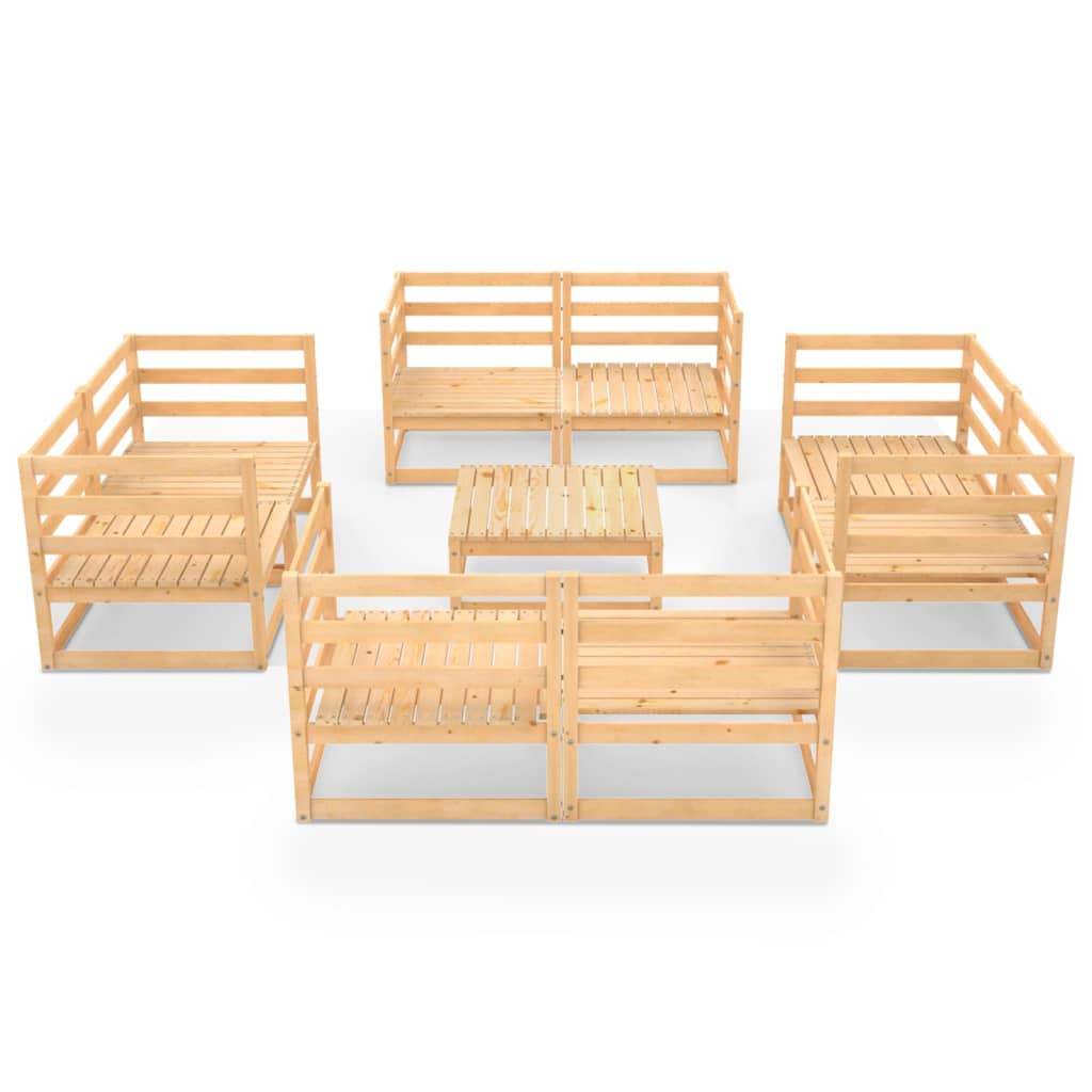 vidaXL 9-delige Loungeset massief grenenhout afbeelding